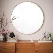 Nordic metal wall mirror round mirror simple cosmetic mirror bathroom mirror round mirror wearing mirror creative mirror decorative mirror