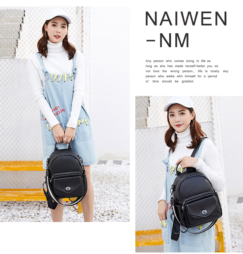 2019 Túi da nữ hàn quốc thời trang hoang dã Túi xách da mềm mại giản dị công suất lớn lớp đầu tiên ba lô da nữ - Ba lô balo laptop nữ