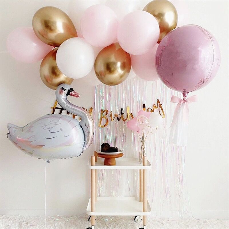 Pink balloon set birthday decoration scene set baby one year old children's party simple Korean background dress
