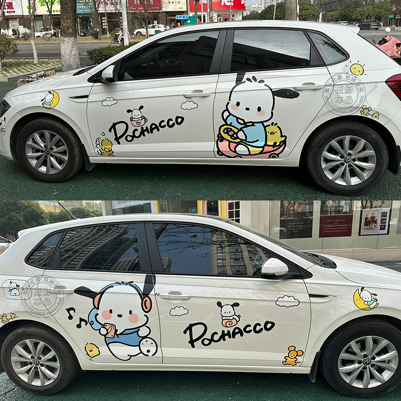 Suitable for Volkswagen Polo Pacha Dog Car Stickers, Cute Cartoon Pacha Dog Golf 78 Car Body Modification Decorative Stickers