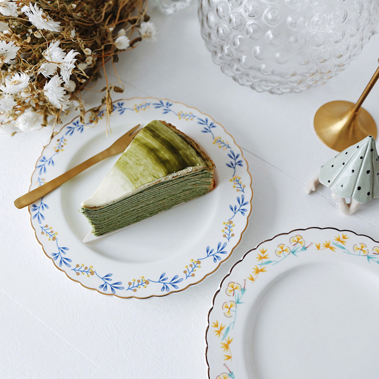 Lovely Korea INS Wind Simply Mirror Lace Breakfast Plate Dessert Cake Ceramic Disk