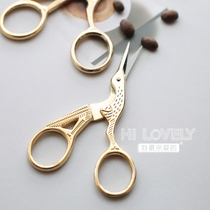 Lovely Japanese flying crane Golden scissors Stationery gadget
