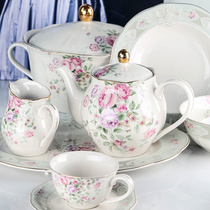 Lovely French court style Girly retro blue bone China dinner plate Bowl soup pot