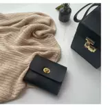 Брендовый ретро изысканный черный бумажник, маленький картхолдер, Южная Корея, из натуральной кожи