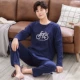 Mùa xuân và mùa thu đồ ngủ nam cotton dài tay kích thước lớn lỏng thường thanh niên cotton mùa đông mỏng phù hợp với nam giới