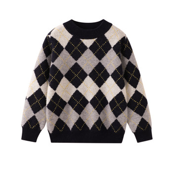 100% cashmere sweater diamond check color matching autumn and winter 100% cashmere sweater diamond check color matching autumn and winter
