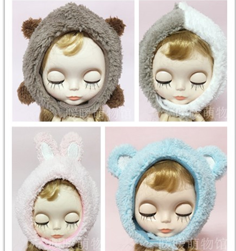 Suitable for head circumference 30cm left and right EXO plush paparazzi blythe small cloth doll rabbit ears cartoon colored hats