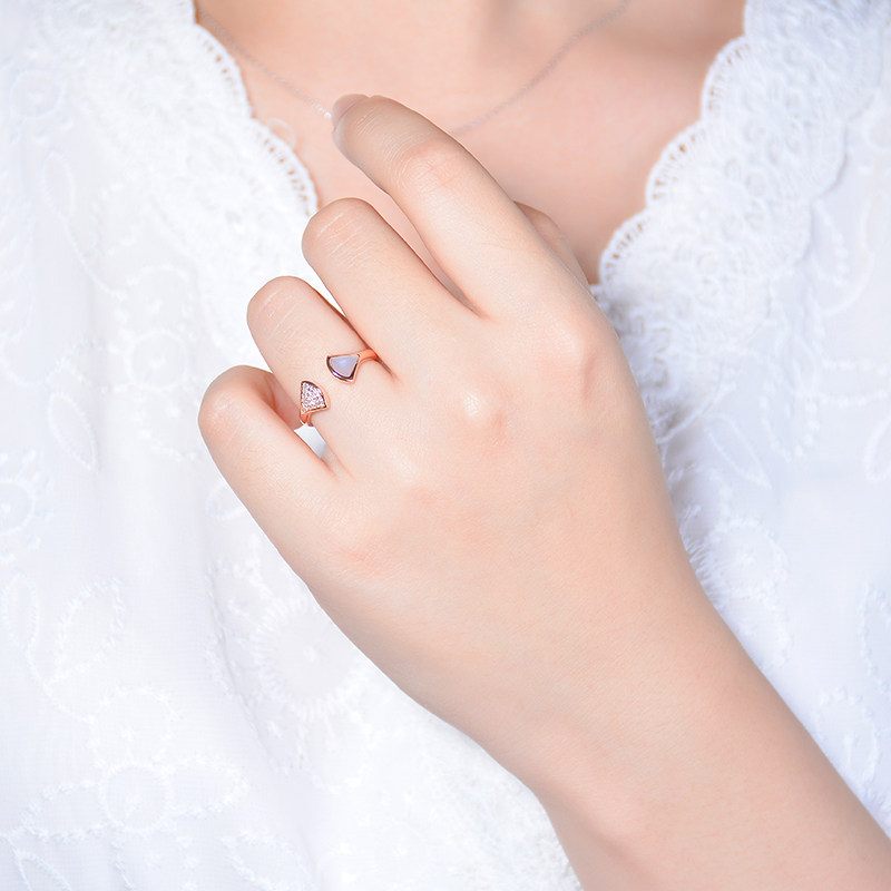 New Star Color Treasure 18k Yellow Gold Scalloped Shirakawa Fritillary Diamond Ring Rose Gold Fashion Ring Ladies