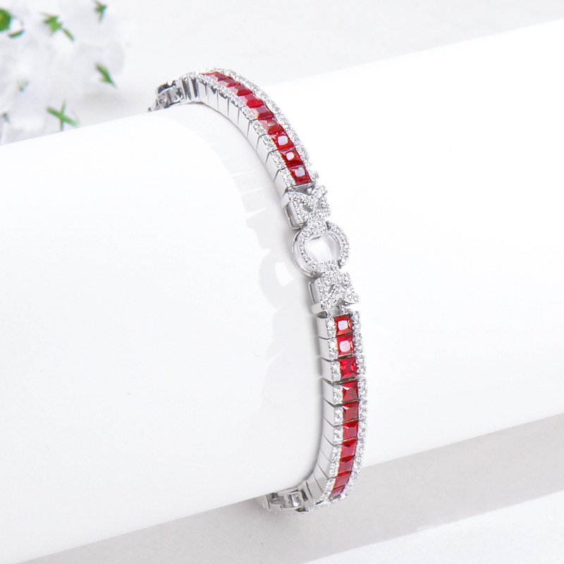 New Star color treasure 18k white gold natural pigeon blood ruby bracelet Diamond bracelet Fashion luxury real diamond jewelry