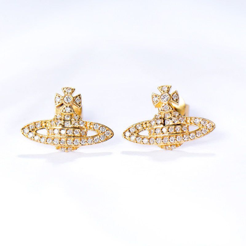 Nova Color Treasure 18k Gold Diamond Earrings Full Drilling Planet Diamond Earrings Earrings Personality 100 hitch