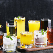 Glass household female living room juice cup ins wind net red water cup Simple tea cup Drink heat-resistant cup 6pcs