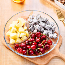 Tempered glass 30% g plate breakfast cutlery Dining Tray Compartcipated Tray Household Fruit Pan Versatile Dish tray