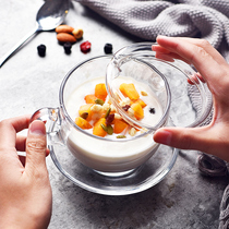 Large capacity mug female glass cup Milk Cereal Bowl Breakfast Oatmeal cup coffee big belly home with lid spoon