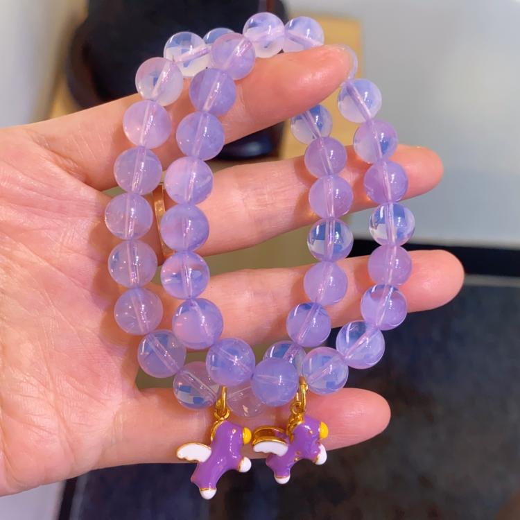 Dreamy and Gentle Natural Purple Jade Crystal Bracelet Enhances Temperament and Brings Fire Element