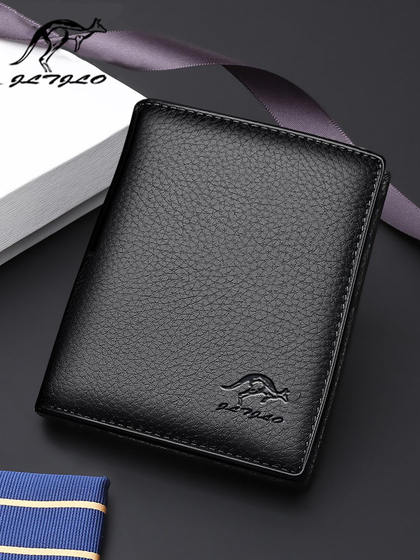 头层牛皮男士钱包男短款真皮钱夹男青年商务男钱包袋鼠域真皮钱包