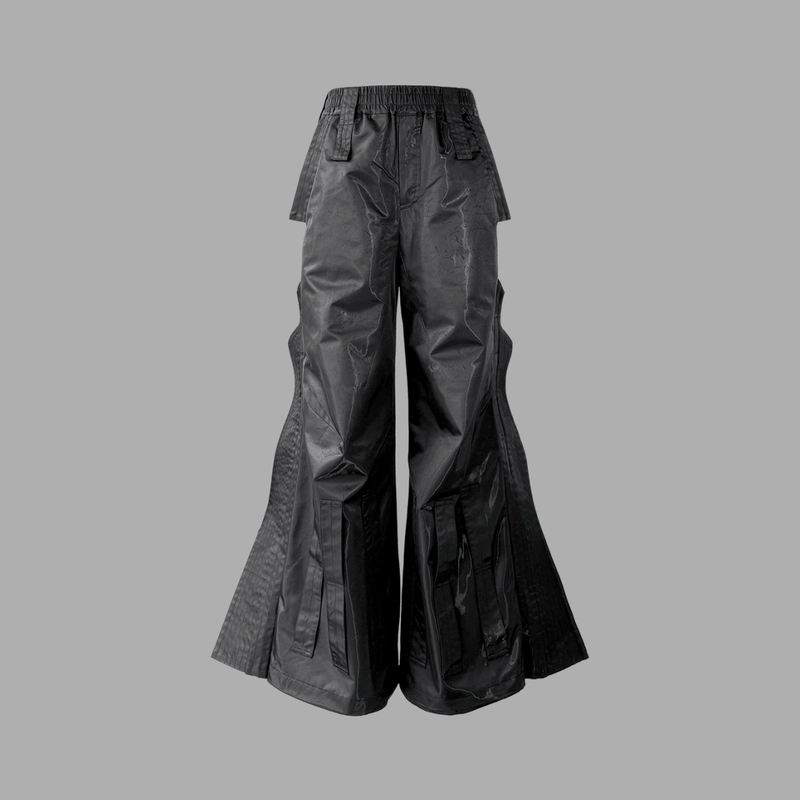 Vanguardia Avant-Garde Dark Niche Deconstructed Liquid Metal Light-Reflecting Structure Fly-Sleeve Long Pants Casual Pants