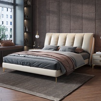 Light luxury leather bed Master bedroom king bed Double bed Net red ins soft bag leather bed Nordic modern simple 1 8 meters wedding bed