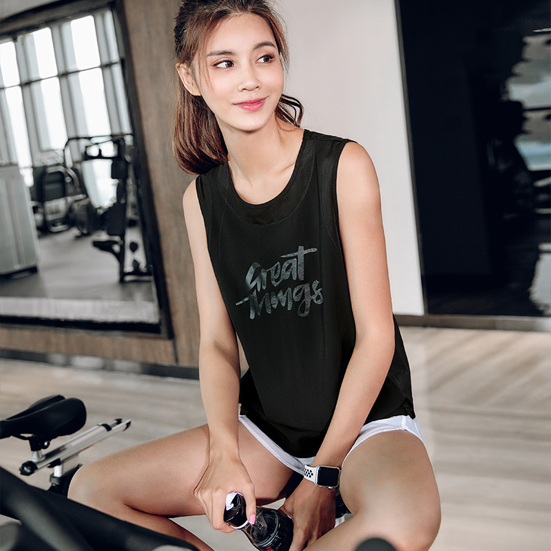 Sports blouse Women's fitness clothes Quick-drying tops Yoga clothes Summer thin t-shirt loose sleeveless vest outside wear running