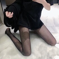 Japans new lengthened black plus suede spotting silk stocking big code loving even pantyhose butterfly knot light leg deity
