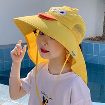 Japanese childrens anti-UV beach sunbeds hat cartoon male and female patron protective ear neck protection sun hat swimming cap