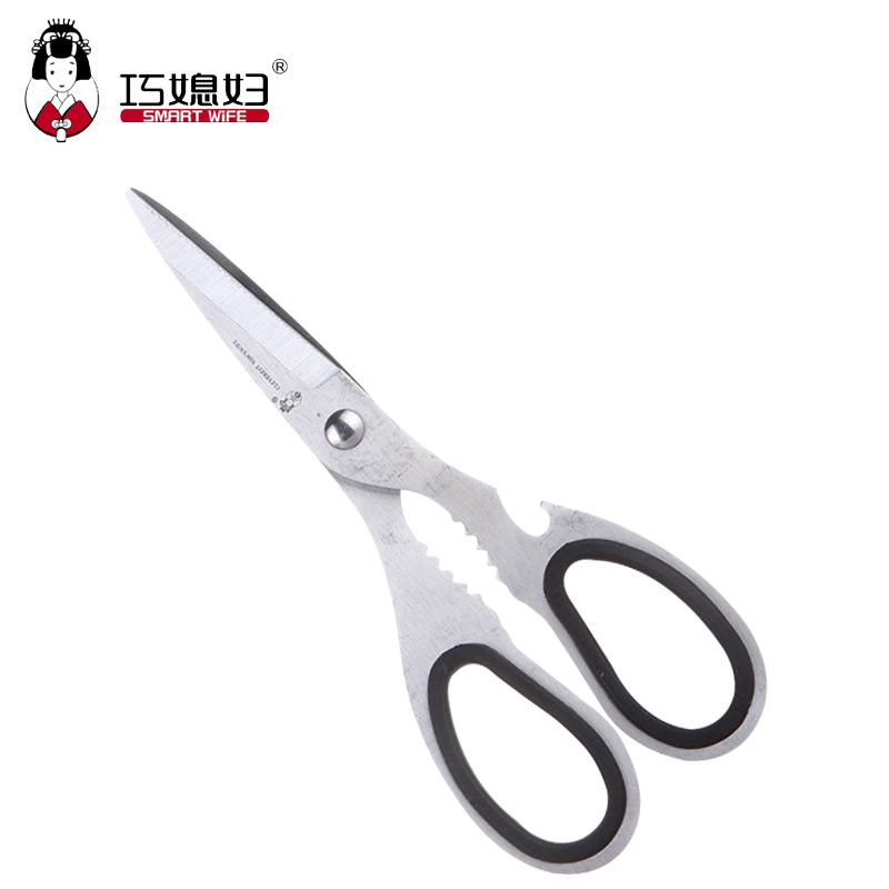 Qiao daughter-in-law scissors high quality stainless steel kitchen scissors multifunctional powerful household chicken scissors cut walnut clamp wine opening