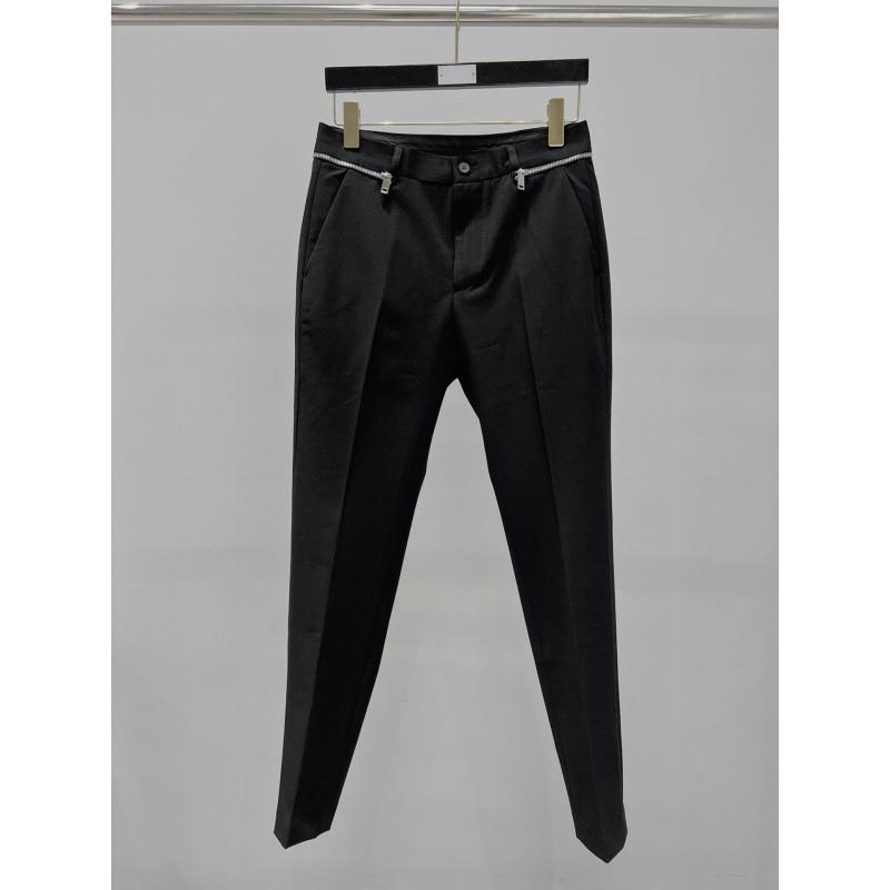 European fashion new waist zipper decoration British gentleman business Korean version all-match men's nine-point small-footed trousers