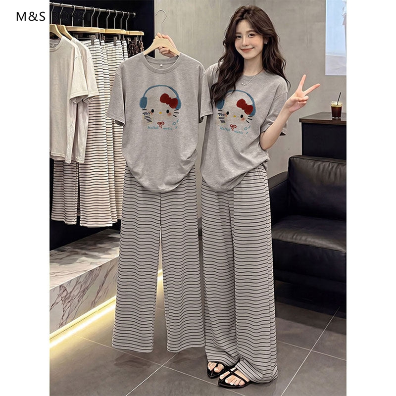Victorian Style Pure Cotton Pajamas for Women 2026 New Autumn Sweet Striped Cotton Silk Short-Sleeved Home Wear Set