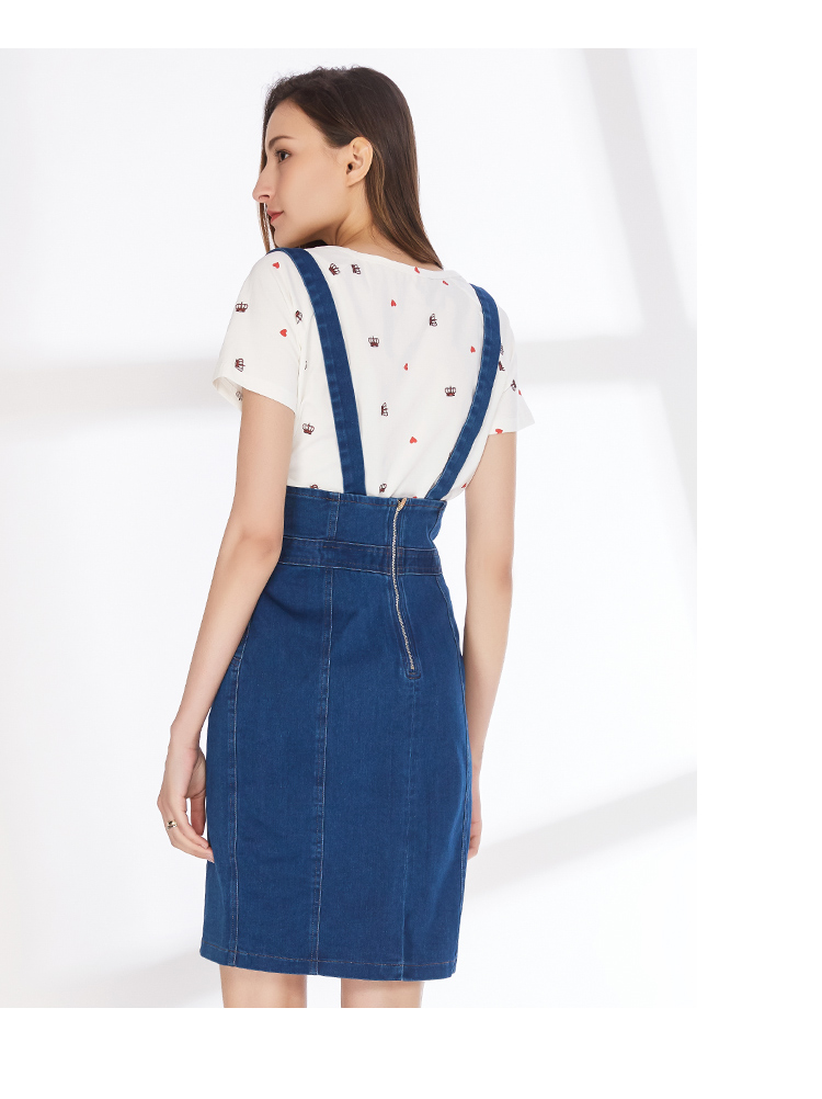 Jane Duo Women Summer New Sling Váy denim Slim Slim Sling Eo cao B62132 - Váy chân váy kẻ caro dài
