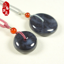 Xinjiang Hetian jade peace buckle pendant Blue and white jade necklace Men and women jade pendant Jade pendant Natural blue and white jade pendant