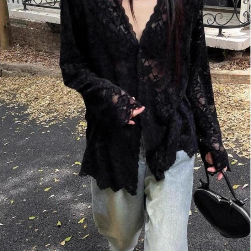 Long-Sleeved Shirt for Women, Early Autumn 2024 New Style, Slimming Inner Layer, High-End Sweet and Spicy Hollow Lace Top Long-Sleeved Shirt for Women, Early Autumn 2024 New Style, Slimming Inner Layer, High-End Sweet and Spicy Hollow Lace Top