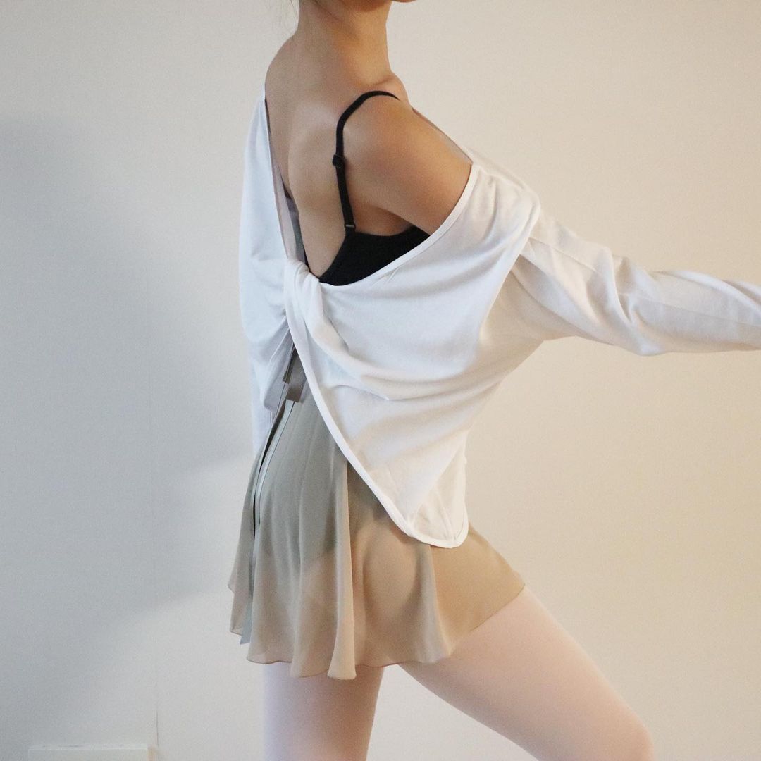 Room Yalanxiang Spot Laayear Korea Import Flutter Bonds Ballet Modern Dance Long Sleeve Blouse