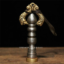Tibetan temple seal Tibetan seal method seal method Hand-made iron seal method seal with cowhide rope pattern Random