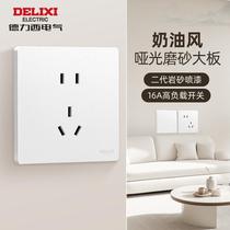 First Order Discount-Delixi Socket Flagship Store Cream Wind Air Conditioner 16A Switch Socket Five-hole Panel Concealed Matt