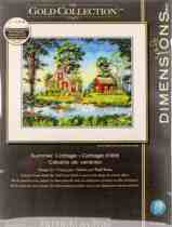 Dim35340 summer cabin scenery cross stitch diagram redraw Saga source file XSD