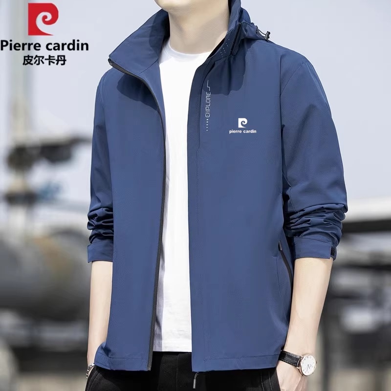 Pierre Cardin Outdoor Spring and Autumn Thin Jacket for Men 2025 New Windproof and Waterproof Detachable Hood Jacket