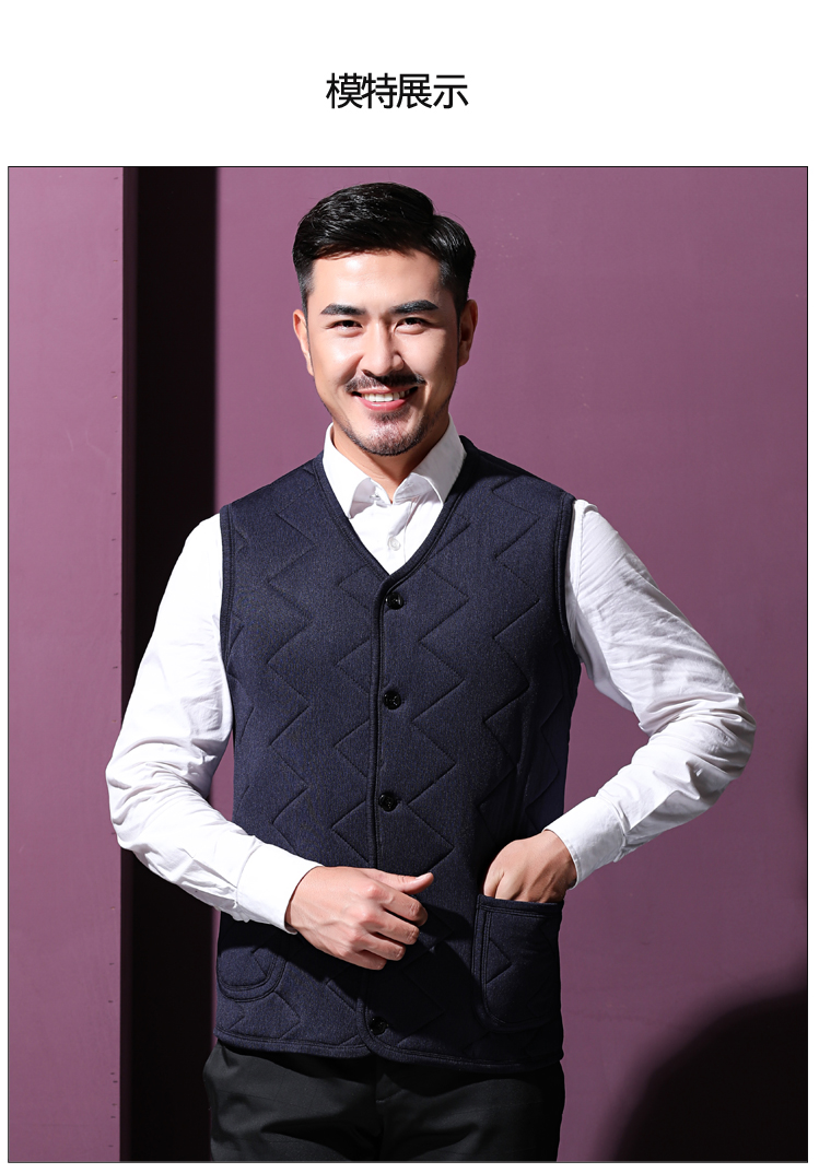 Áo vest nam size lớn mùa thu đông cộng với phân bón tăng cổ áo không tay cha dày vest vest trung niên quần thể thao