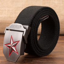 Red Star automatic buckle thickened canvas belt outdoor belt belt military fan tactical jeans student men