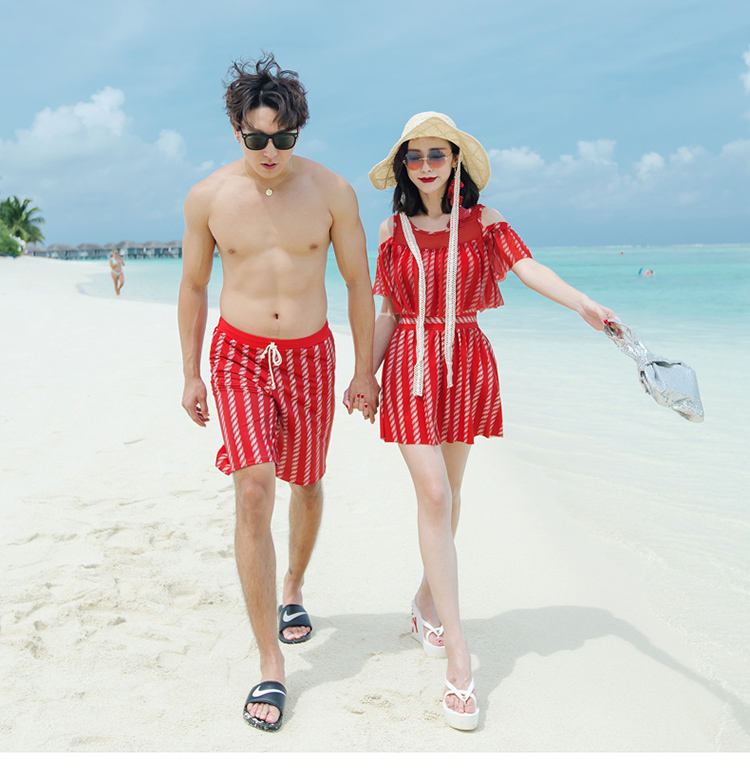 Cặp đôi đồ bơi mùa xuân hot 2018 mới cỡ lớn bảo thủ chia váy mỏng bụng thon đôi mẫu đồ bơi - Vài đồ bơi đồ đi biển cho cặp đôi
