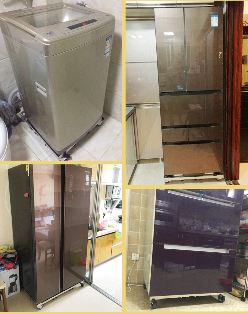 Cá đỏ thép không gỉ tủ lạnh di chuyển khung sóng bánh xe trống máy giặt cơ sở rửa chén khung chân máy có khóa - Kệ kệ gỗ nhỏ