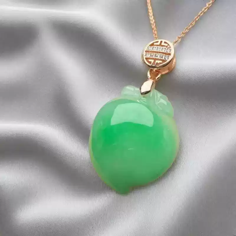 冰种满绿翡翠吊坠银镶嵌男女通用平安玉坠简约设计-Taobao-Tmall