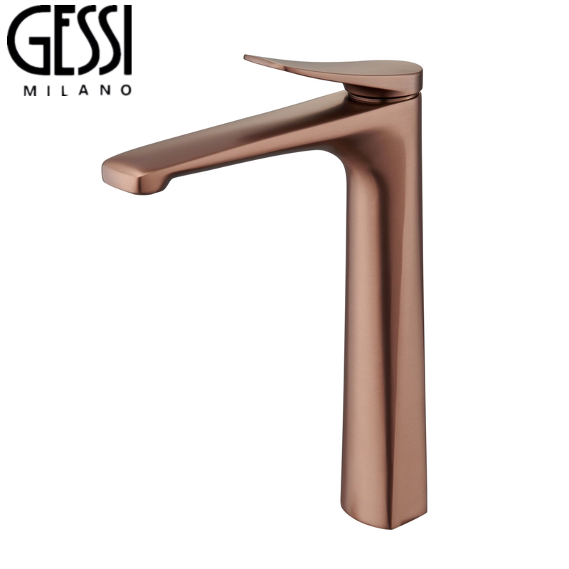 Italian Gessi Basin Faucet, Copper Hot and Cold Single-Hole Brushed Rose Gold Countertop Basin Faucet Italian Gessi Basin Faucet, Copper Hot and Cold Single-Hole Brushed Rose Gold Countertop Basin Faucet