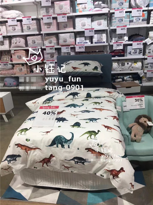 Small Yu Kee Australia Adairs Children's Bed Goods Quilt Cover Pillowcase Colored Dinosaur Pure Cotton Spot