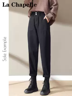 La Shabel jeans women thin loose spring and autumn winter high waist plus velvet Rob straight tube father Haren pants tide tide