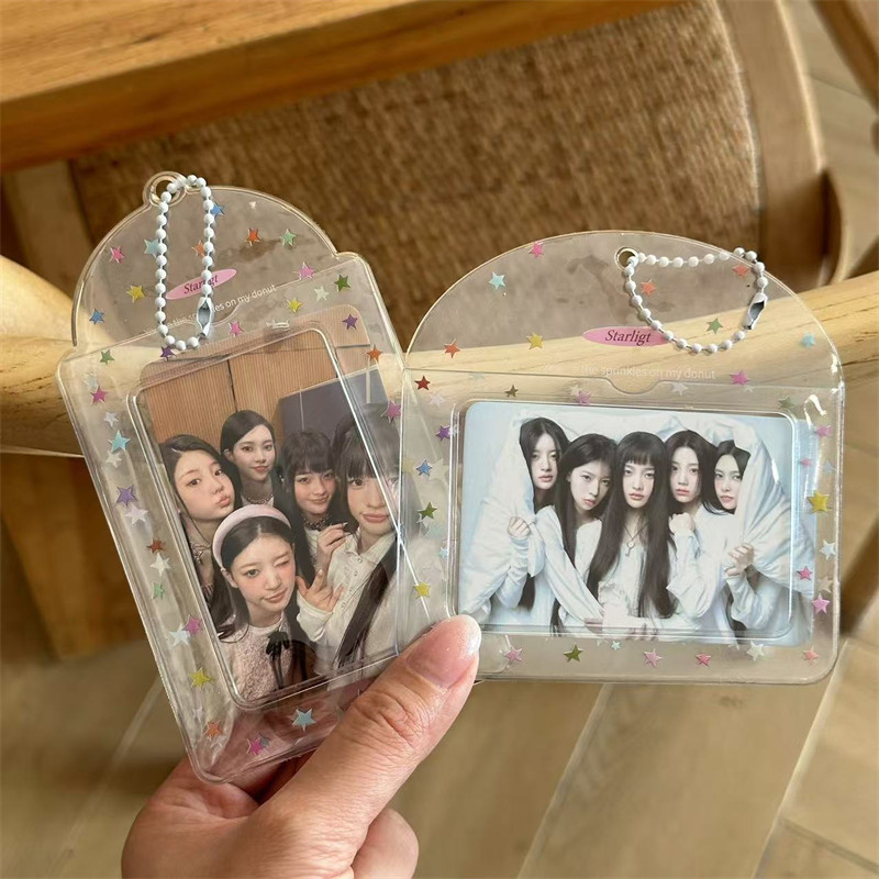 Original transparent star album card holder, 3-inch transparent card sleeve, pendant, campus card, meal card organizer, idol card holder