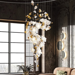 Villa Chandelier for High-Ceiling Living Room, Crystal, Elegant, Light Luxury, High-End Designer, Duplex Loft, Hollow Staircase Chandelier