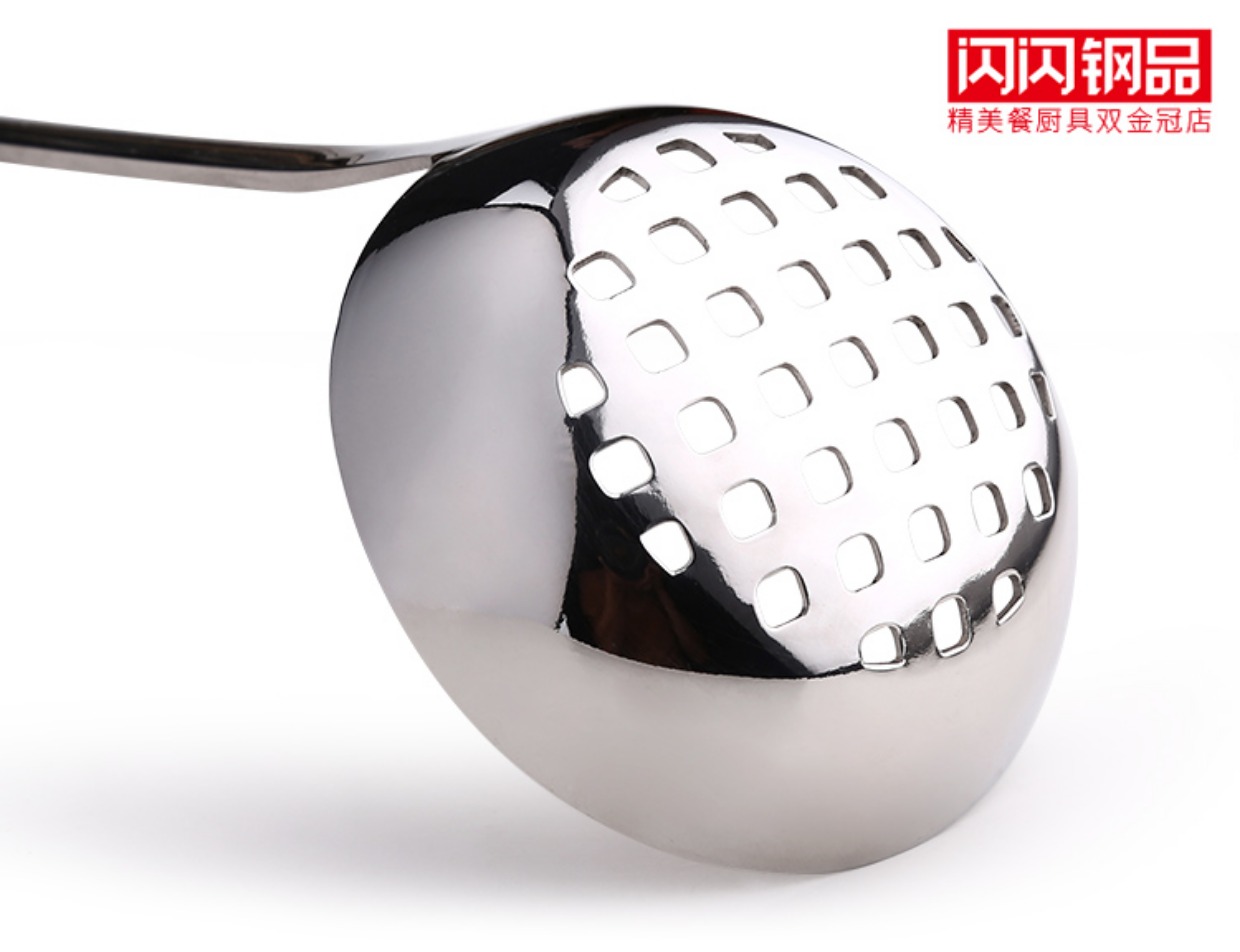 Thép không gỉ dày muỗng súp colander dài xử lý nồi lẩu muỗng lớn vỏ gia đình muỗng cháo muỗng cháo muỗng đồ dùng nhà bếp giá để gia vị