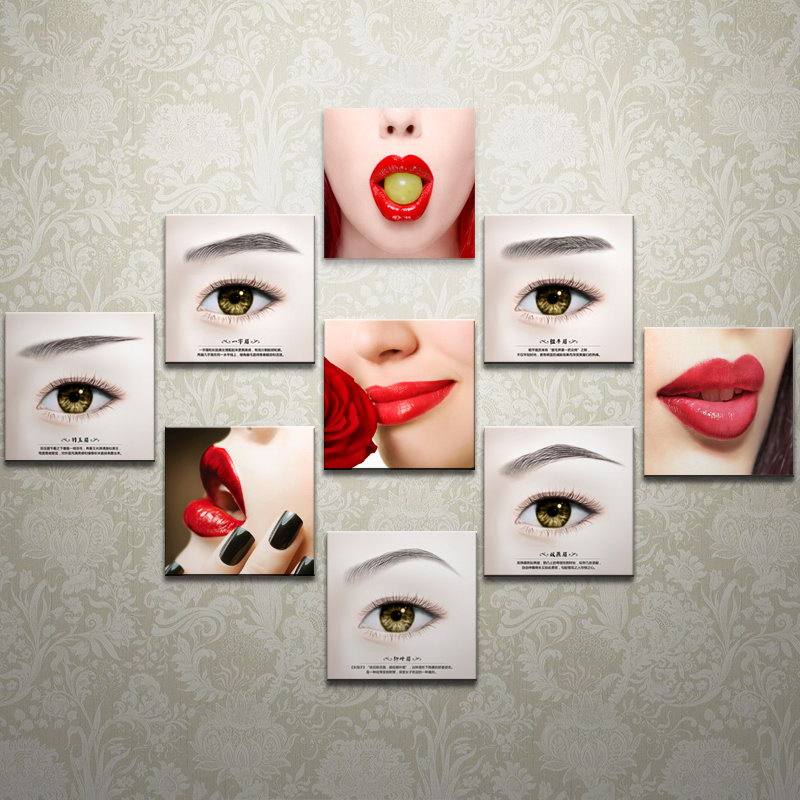 Eyebrow lips semi-permanent poster decoration painting Korean beauty salon decoration embroidered eyebrow frame painting fresco