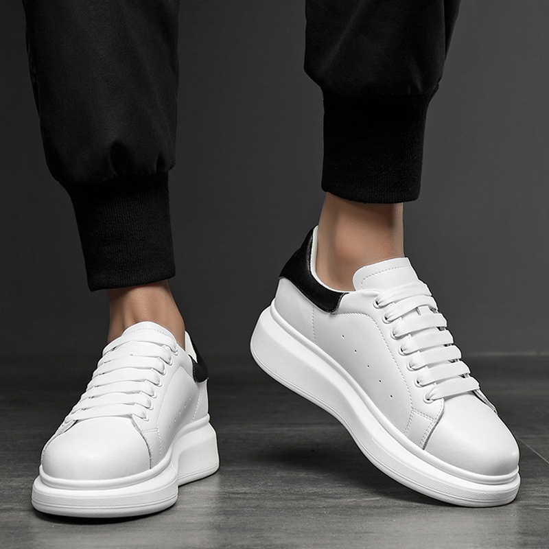 Genuine Leather White Sneakers for Men, Su Mcqueen Authentic Summer Casual Shoes, Size 45, Cowhide, Breathable, Size 46, Large Size Men's Shoes
