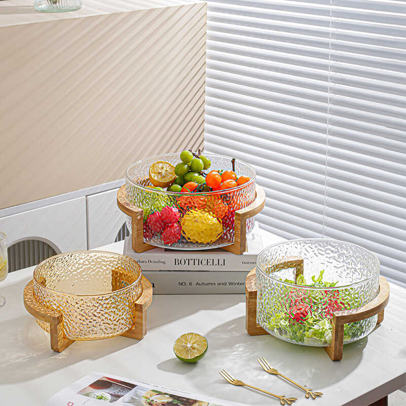 Glass Salad Fruit Bowl Home Living Room Ktv Afternoon Tea Iced Fruit Plate Dessert Table Self-Service Snack Storage Glass Salad Fruit Bowl Home Living Room Ktv Afternoon Tea Iced Fruit Plate Dessert Table Self-Service Snack Storage