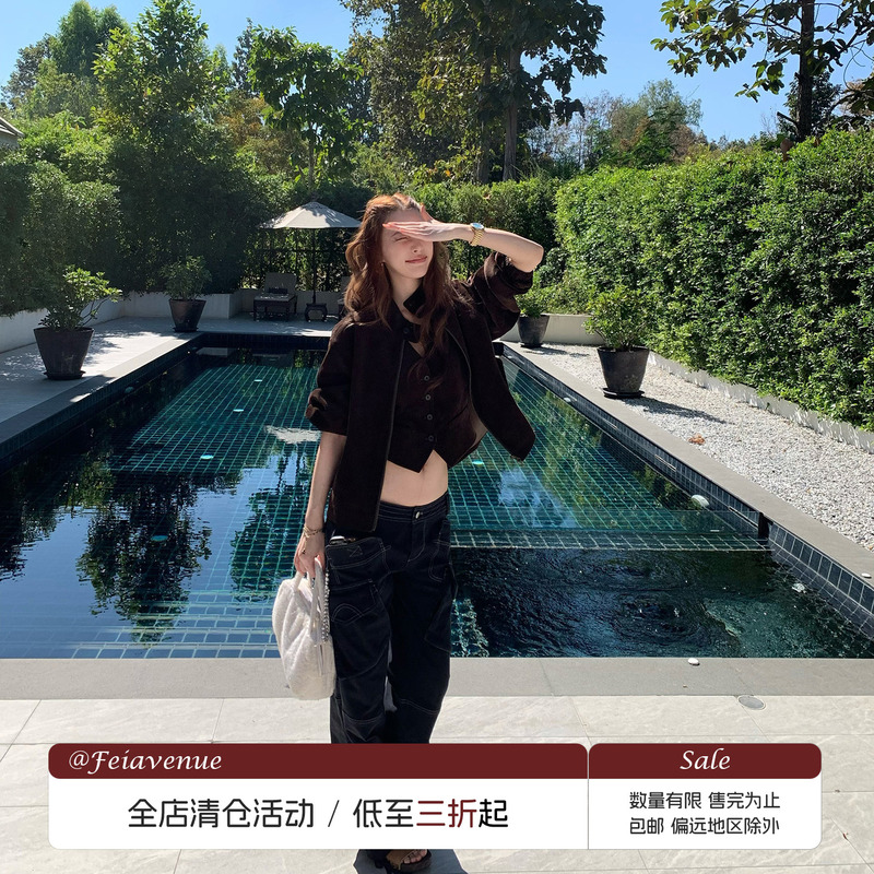 [in Stock Clearance] Fei Avenue Black Low-Rise Silhouette Straight-Leg Cargo Pants Vintage Loose Jeans